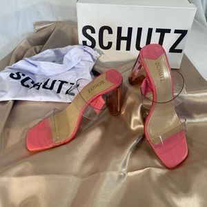 Schultz Acrylic Heeled Sandals Transparent Vinyl (Shell Pink) Sz. 8